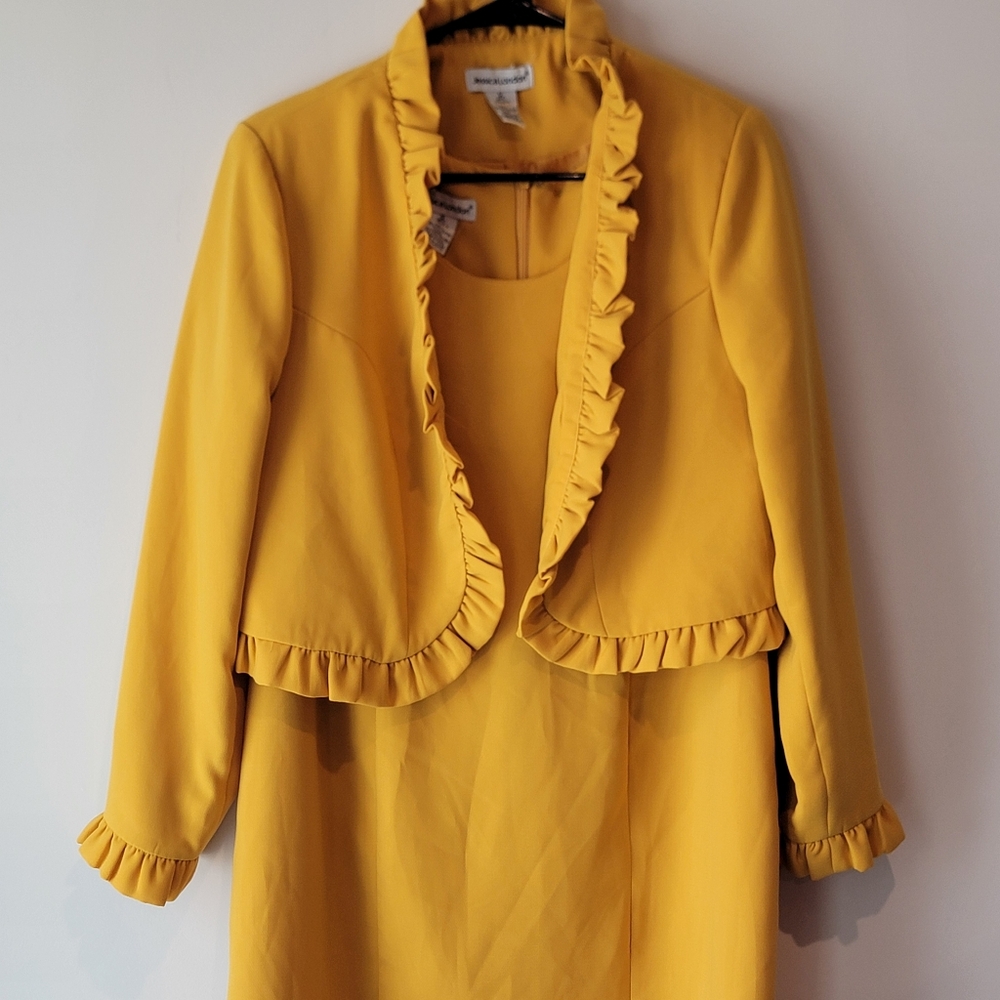 Jessica London Yellow Dress And Jacket 2 Pieces Elegant Size 12